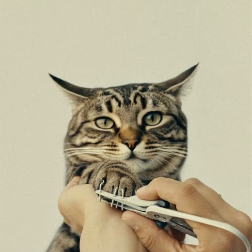 Cat's paw having its claws clipped